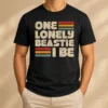 Nice One Lonely Beastie I Be t shirt in black, featuring bold white text on front, classic crew neck cotton tee