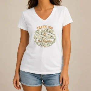 Nice Pretty Family Celebration Vintage Gratitude For Grandparents V Neck Shirt in soft fabric with classic fit