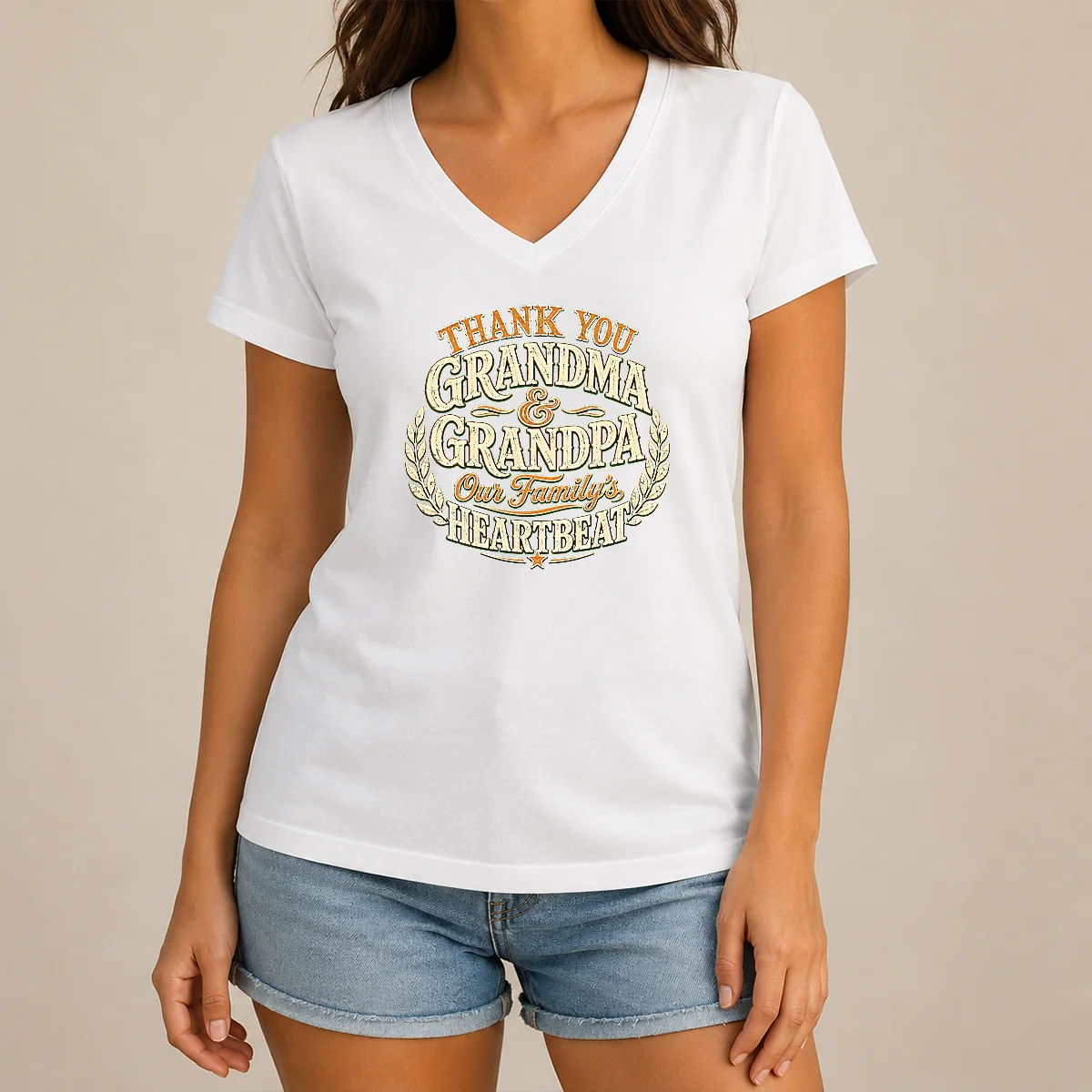 Nice Pretty Family Celebration Vintage Gratitude V-Neck Shirt Nice Pretty Family Celebration Vintage Gratitude V-Neck Shirt