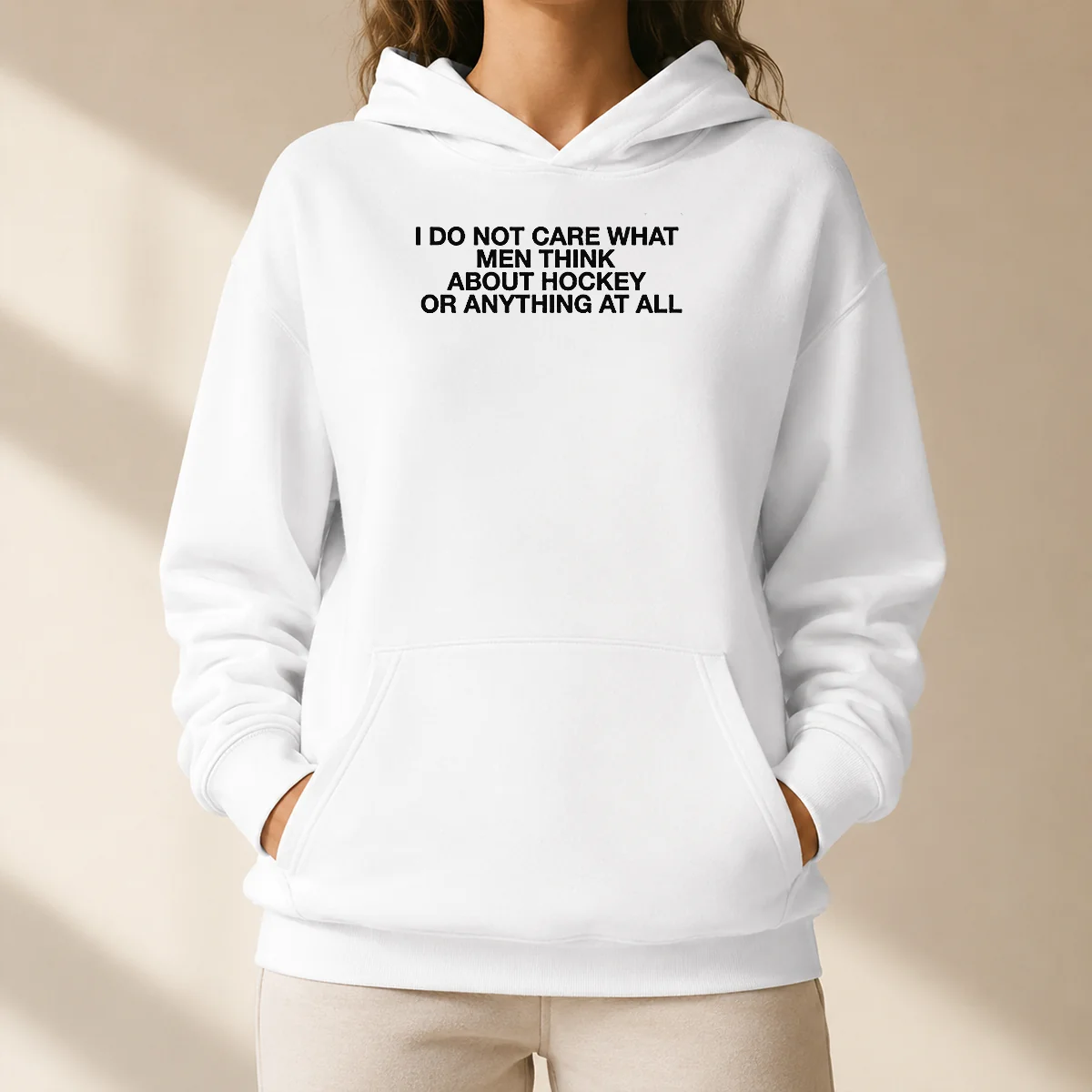 Nice Pretty I Do Not Care What Men Think About Hockey Or Anything At All Hockey Fan Hoodie