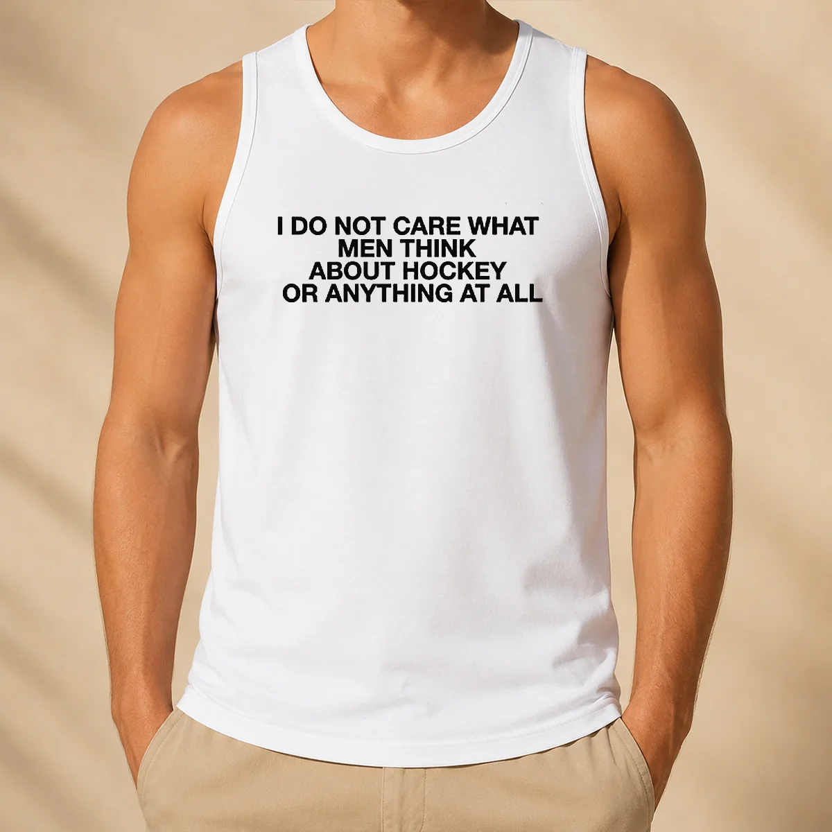 Nice Pretty I Do Not Care What Men Think About Hockey Or Anything At All Hockey Fan Tank Top