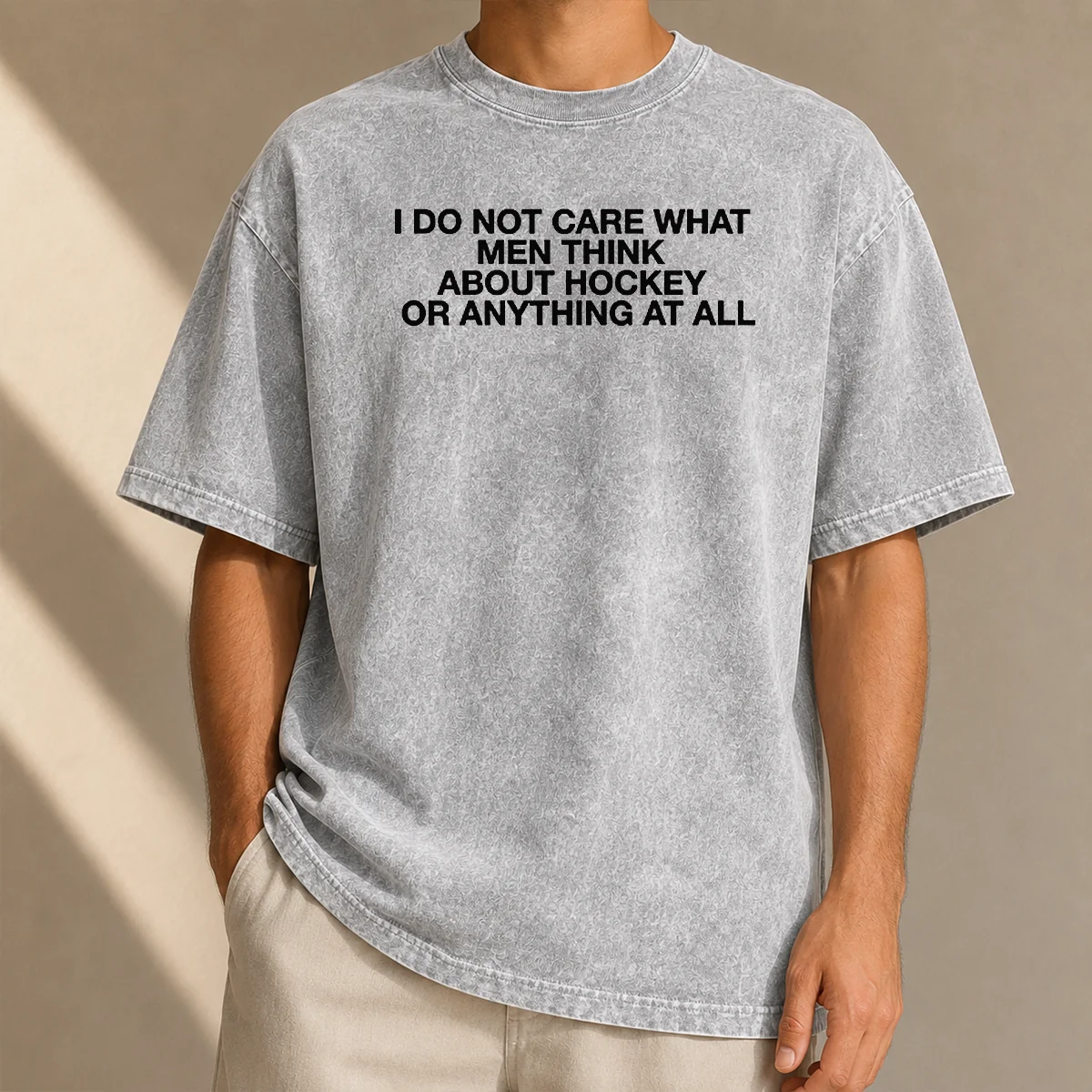 Nice Pretty I Do Not Care What Men Think About Hockey Or Anything At All Hockey Fan Washed T-Shirt