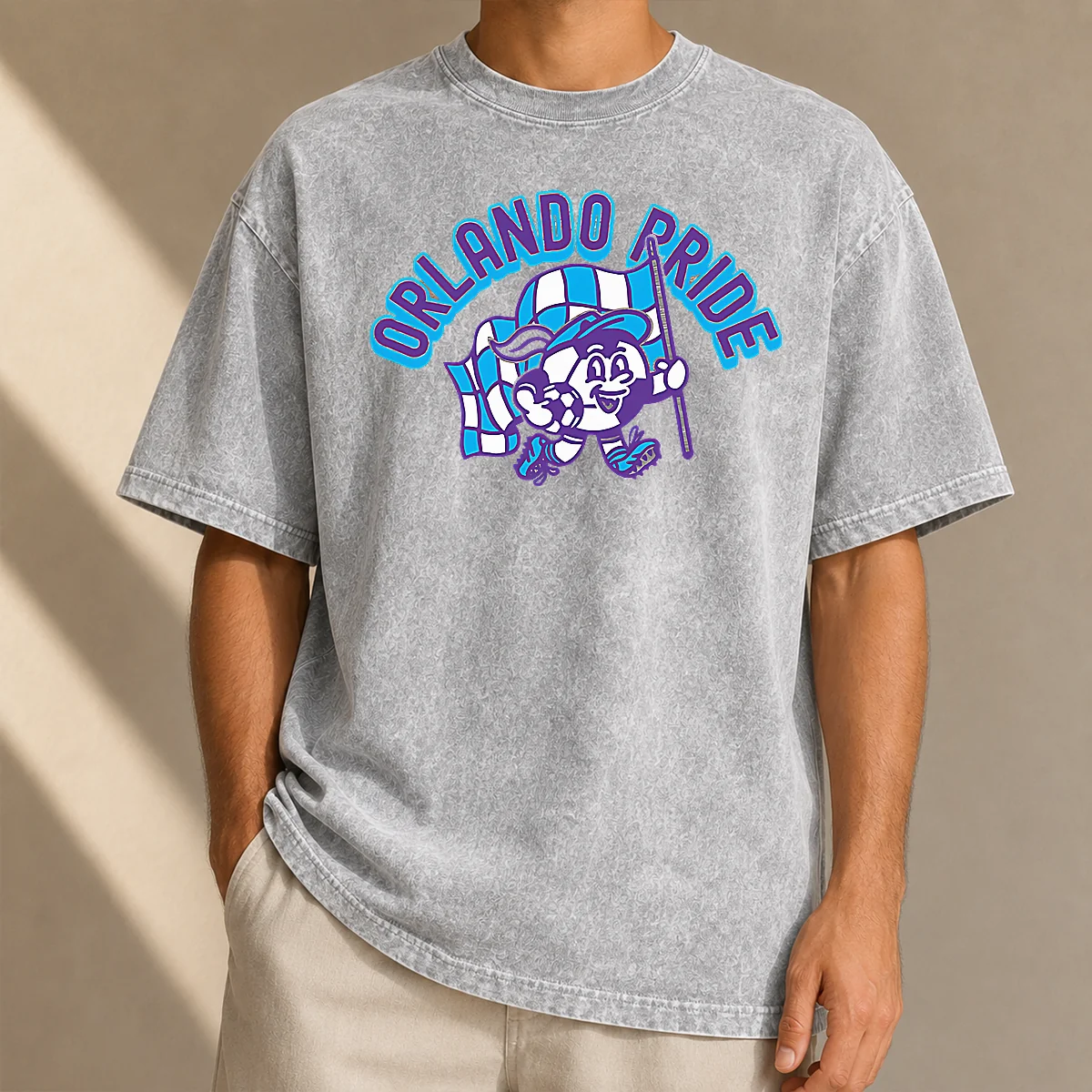 Nice Pretty Kid'S Orlando Pride Soccer Player Grey Washed T-Shirt