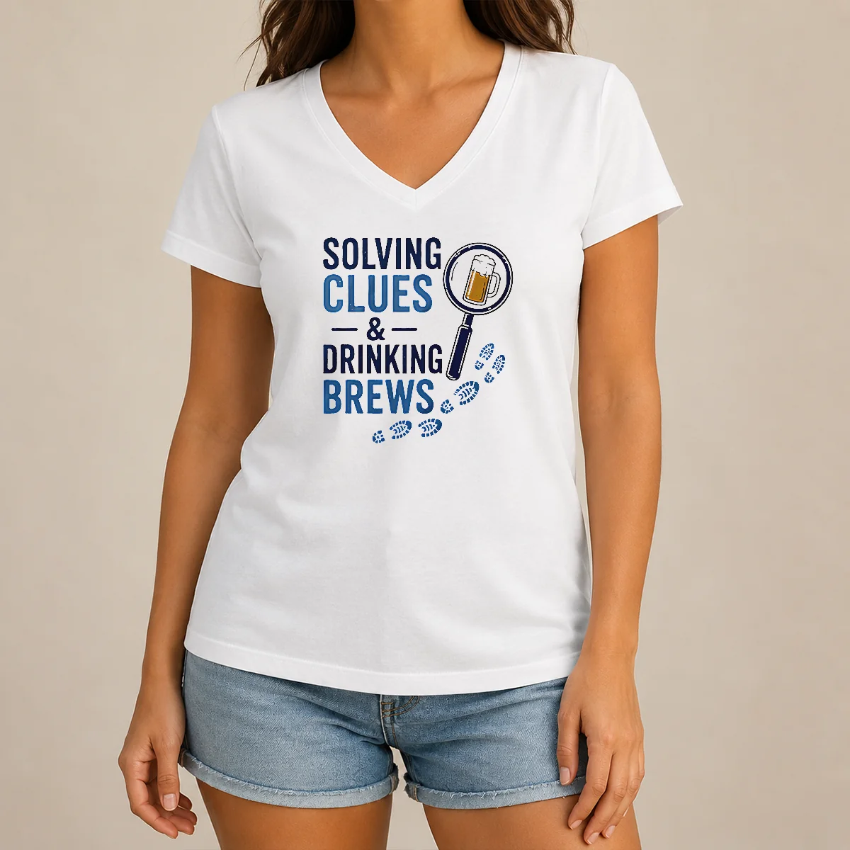 Nice Solving Clues And Drinking Brews V-Neck Shirt Nice Solving Clues And Drinking Brews V-Neck Shirt