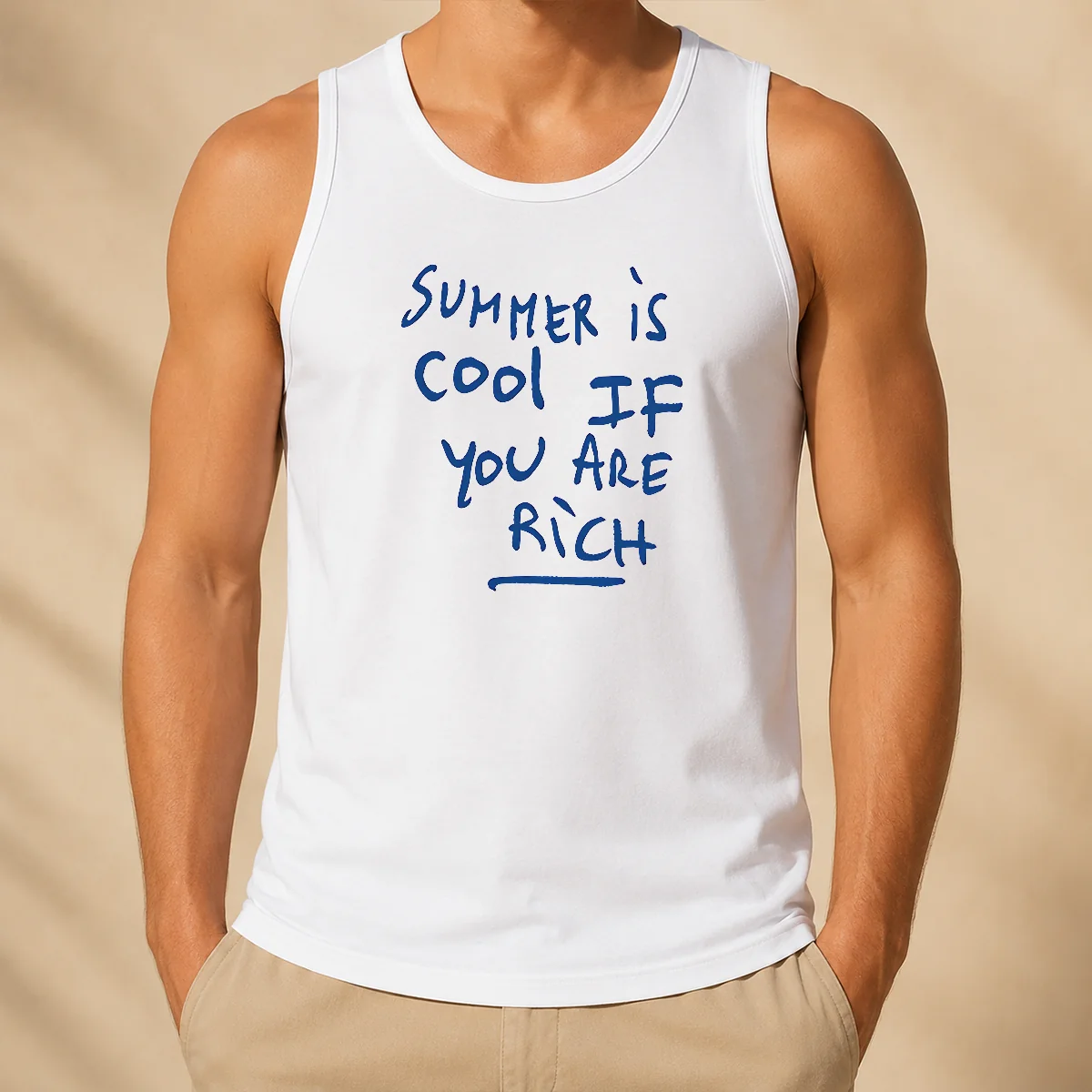 Nice Summer Is Cool If You Are Rich Handwritten Marker Statement Wealth Quote Tank Top