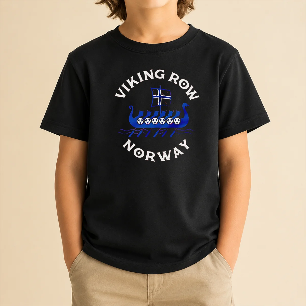 Nice Viking Row Norway Soccer Viking Ship Rowing Kids T-Shirt