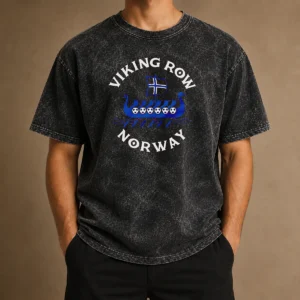 Nice Viking Row Norway Soccer Viking Ship Rowing printed on a soft washed t shirt in light gray