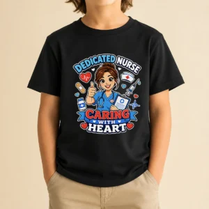 Nurse Dedicated Care Cartoon Kids T-Shirt