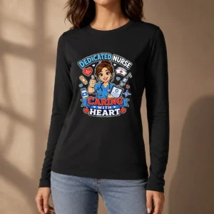 Nurse Dedicated Care Cartoon Long Sleeve Shirt