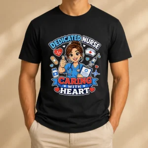 Nurse Dedicated Care Cartoon Shirt