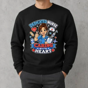 Nurse Dedicated Care Cartoon Sweater