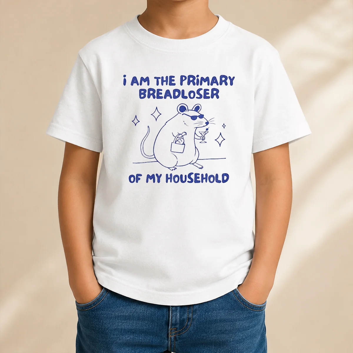 Official Hot I Am The Primary Breadloser Of My Household Rat Kids T-Shirt