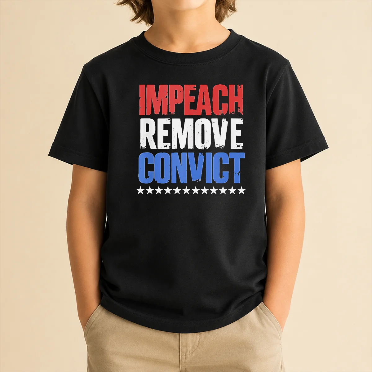 Official Impeach Remove Convict Stars Kids T-Shirt