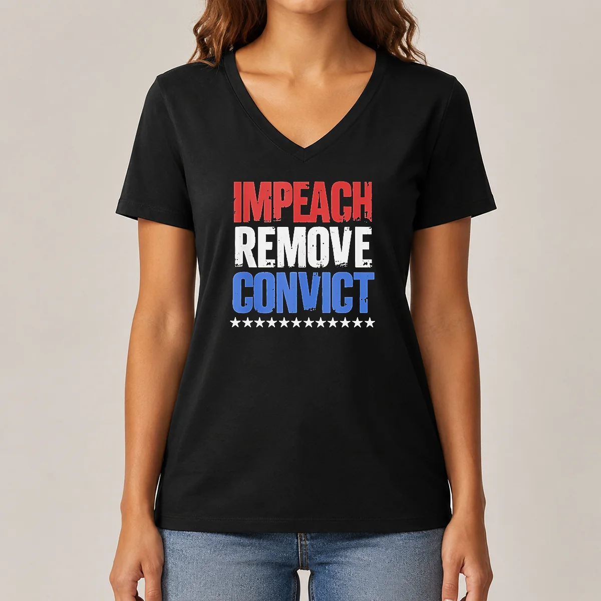 Official Impeach Remove Convict Stars V-Neck Shirt Official Impeach Remove Convict Stars V-Neck Shirt