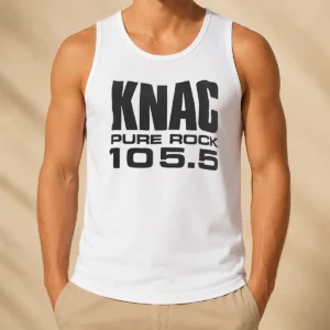 Official KNAC Pure Rock 105 5 Radio Station women's black tank top with logo print