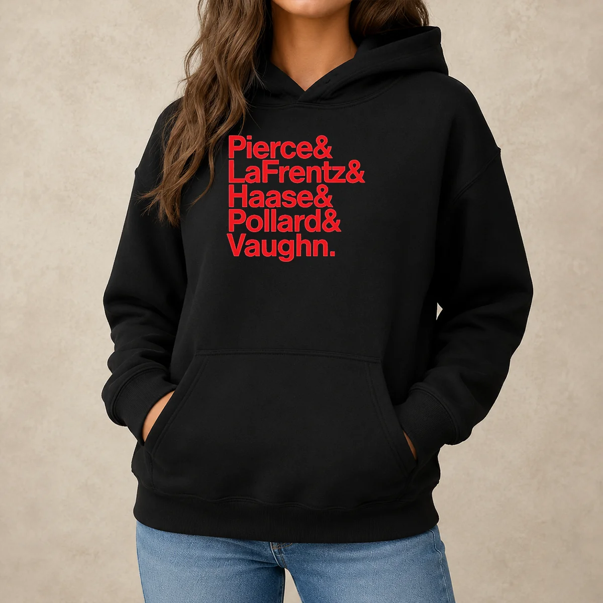 Official Pierce And Lafrentz And Haase And Pollard And Vaughn Kansas Jayhawks Basketball Roster Hoodie