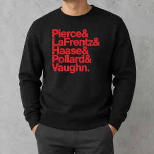 Official Pierce And Lafrentz And Haase And Pollard And Vaughn Kansas Jayhawks Basketball Roster Sweater