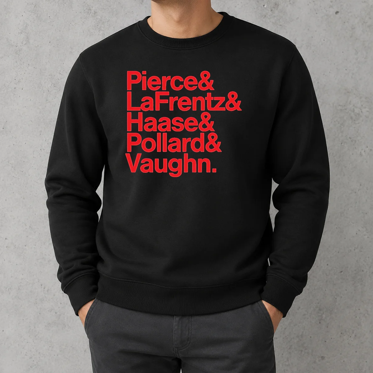Official Pierce And Lafrentz And Haase And Pollard And Vaughn Kansas Jayhawks Basketball Roster Sweater