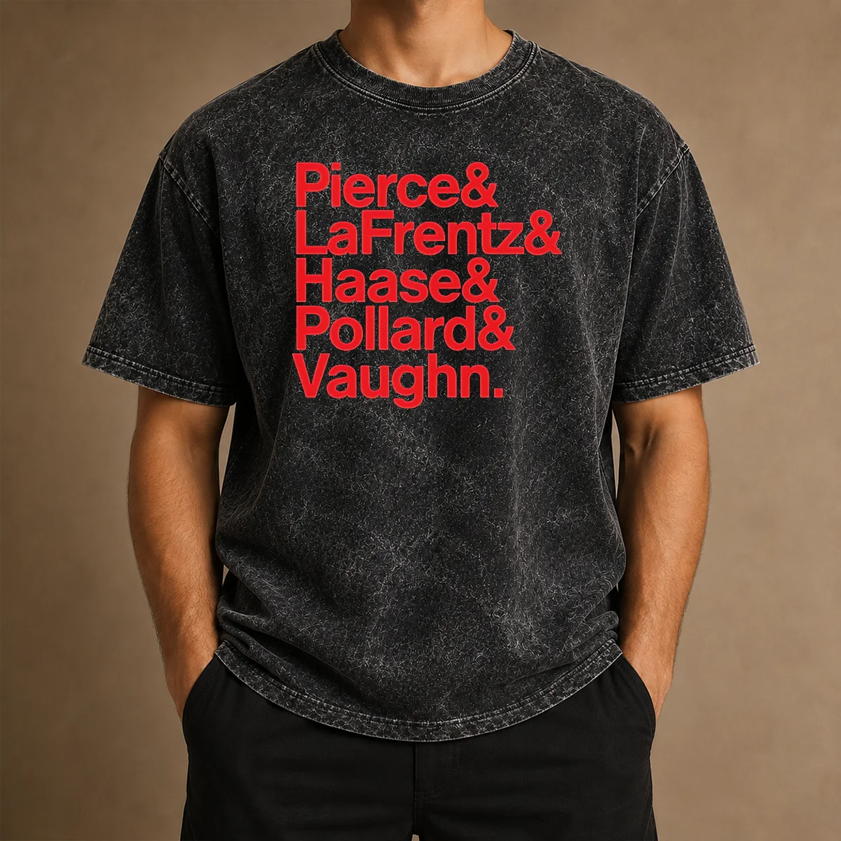 Official Pierce And Lafrentz And Haase And Pollard And Vaughn Kansas Jayhawks Basketball Roster washed t shirt in vintage style