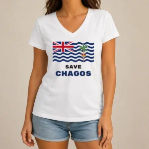 Official Save Chagos British Indian Ocean Territory Flag V-Neck Shirt
