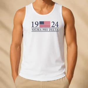 Official Sigma Phi Delta 1924 American Flag Fraternity Tank Top