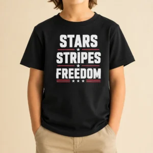 Official Stars Stripes Freedom Fourth Of July Patriotic American Independence Day Kids T-Shirt