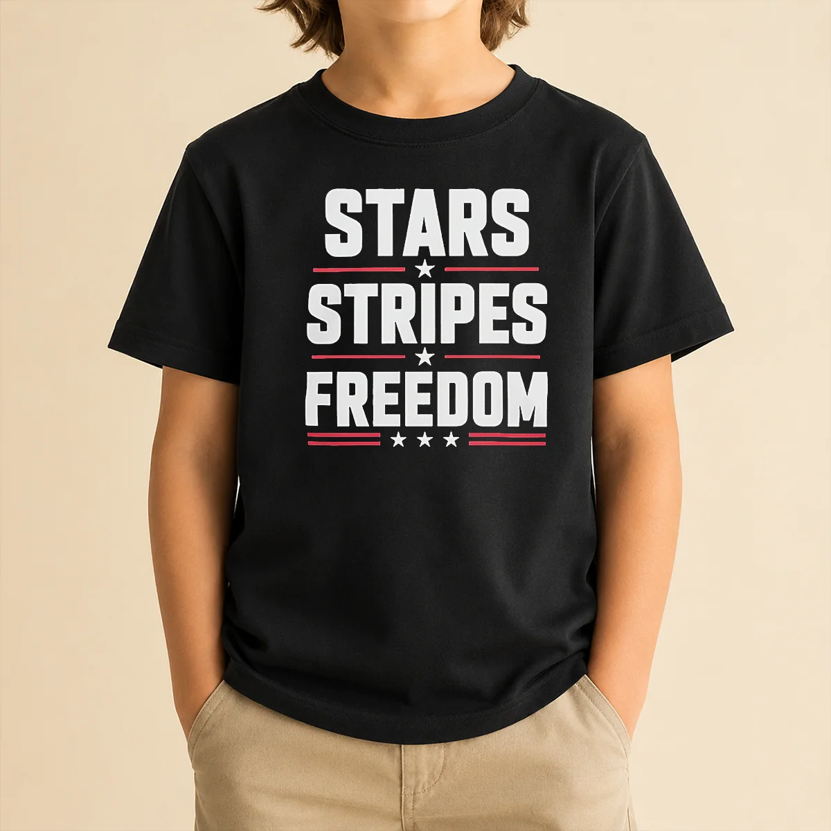 Official Stars Stripes Freedom Fourth Of July Patriotic American Independence Day Kids T-Shirt