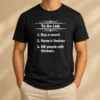 Official To Do List Kill People With Kindness t shirt in black, short sleeve cotton tee with bold white text design