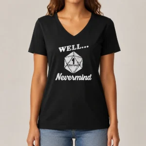Official Well Nevermind D20 Dice Roll One V-Neck Shirt