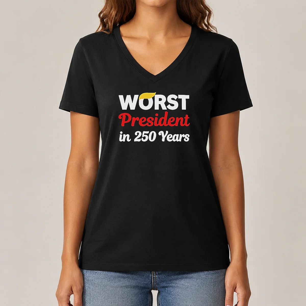 Official Worst President In 250 Years V-Neck Shirt Official Worst President In 250 Years V-Neck Shirt