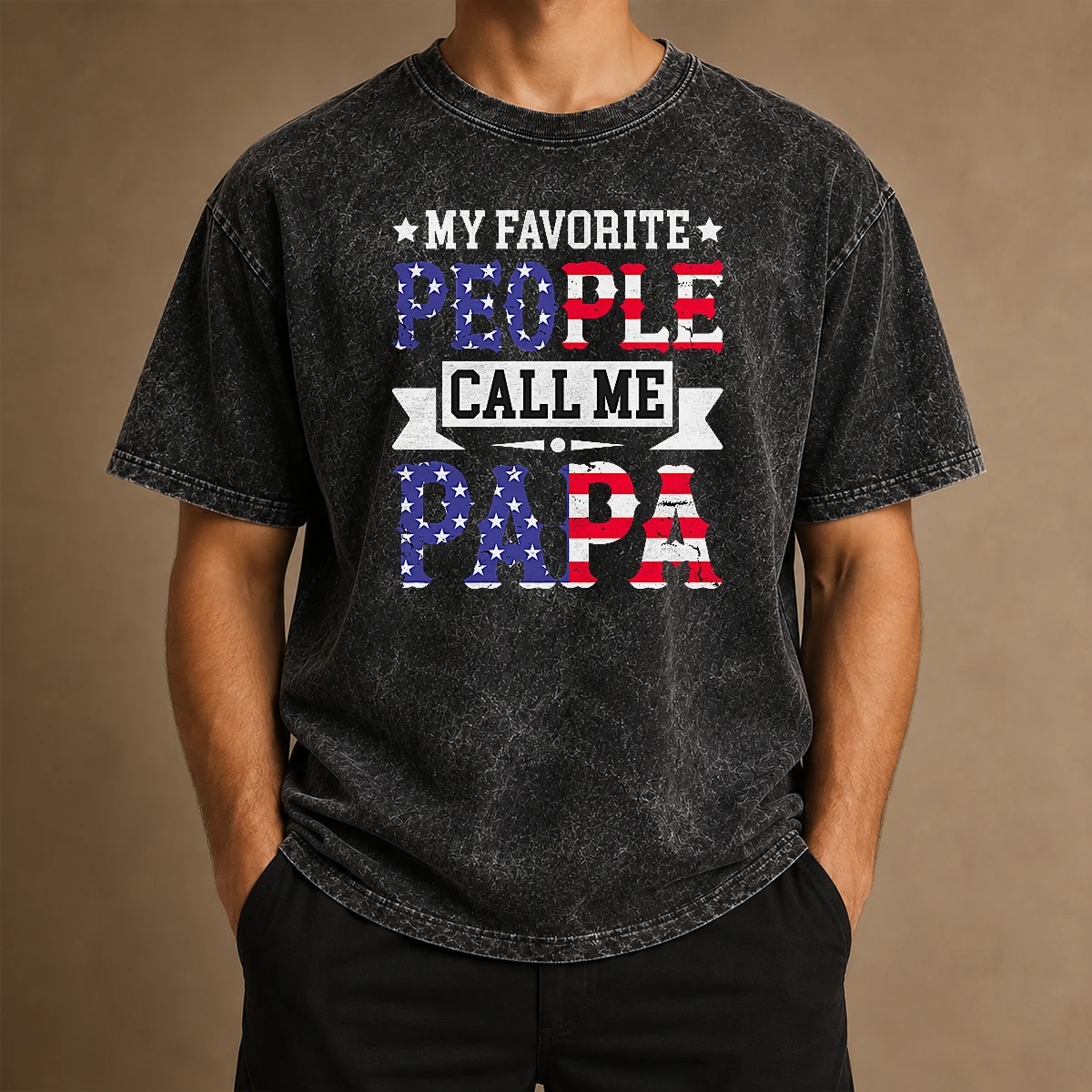 Original My Favorite People Call Me Papa Washed T-Shirt