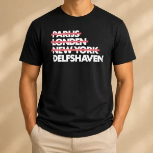 Original Parijs Londen New York Delfshaven t shirt in classic fit with bold city names print