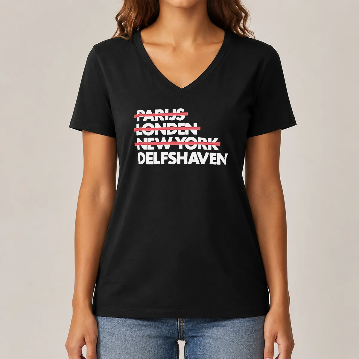 Original Parijs Londen New York Delfshaven V-Neck Shirt Original Parijs Londen New York Delfshaven V-Neck Shirt