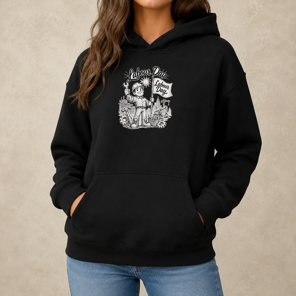Original Proud Worker Labour Day Celebration Sketch Hoodie