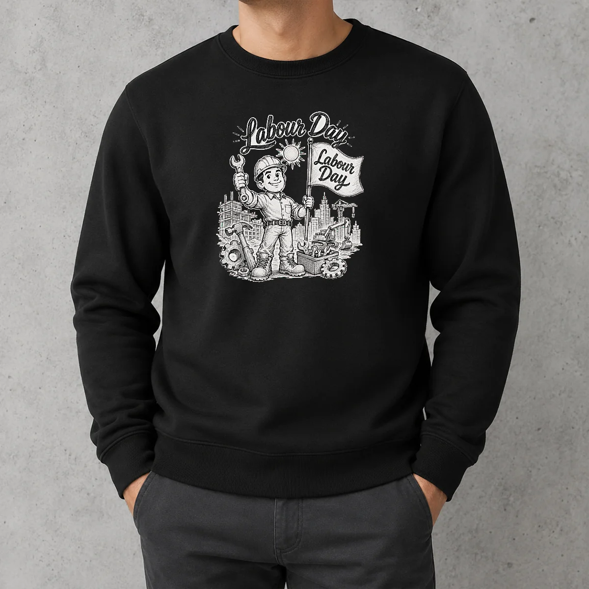 Original Proud Worker Labour Day Celebration Sketch Sweater