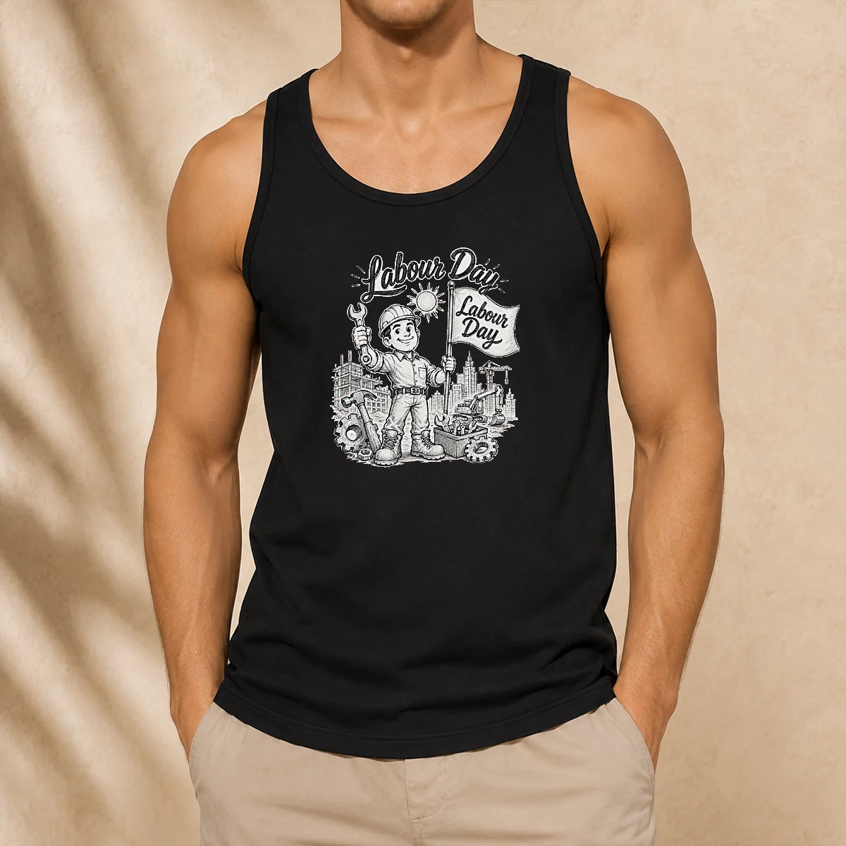 Original Proud Worker Labour Day Celebration Sketch Tank Top