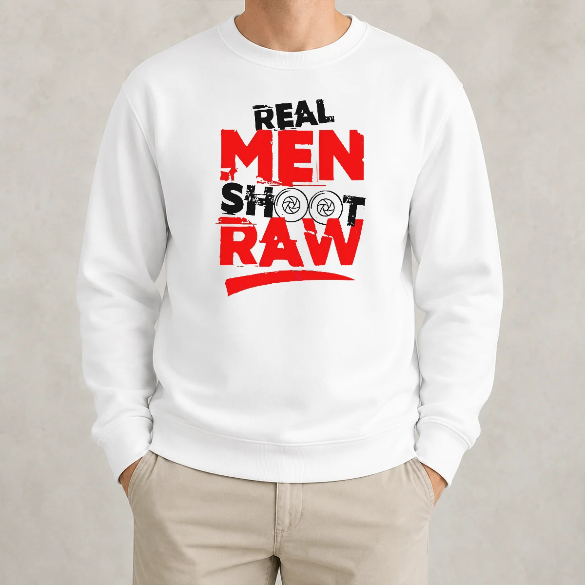 Original Real Men Shoot Raw Photography Camera Shutter Aperture Sweater