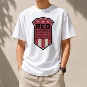 Original Red Remember Everyone Deployed Military Support Shield