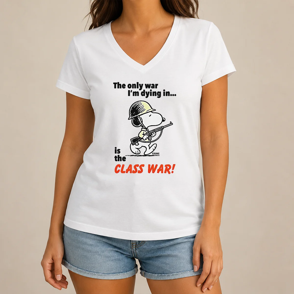 Original Snoopy The Only War I'M V-Neck Shirt Original Snoopy The Only War I'M V-Neck Shirt
