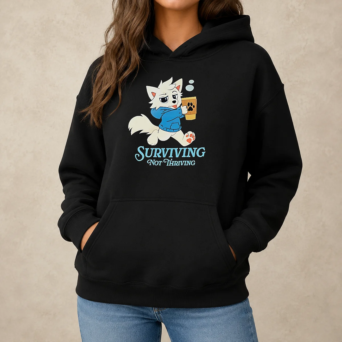 Original Surviving Not Thriving Furry Hoodie