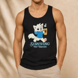Original Surviving Not Thriving Furry Tank Top