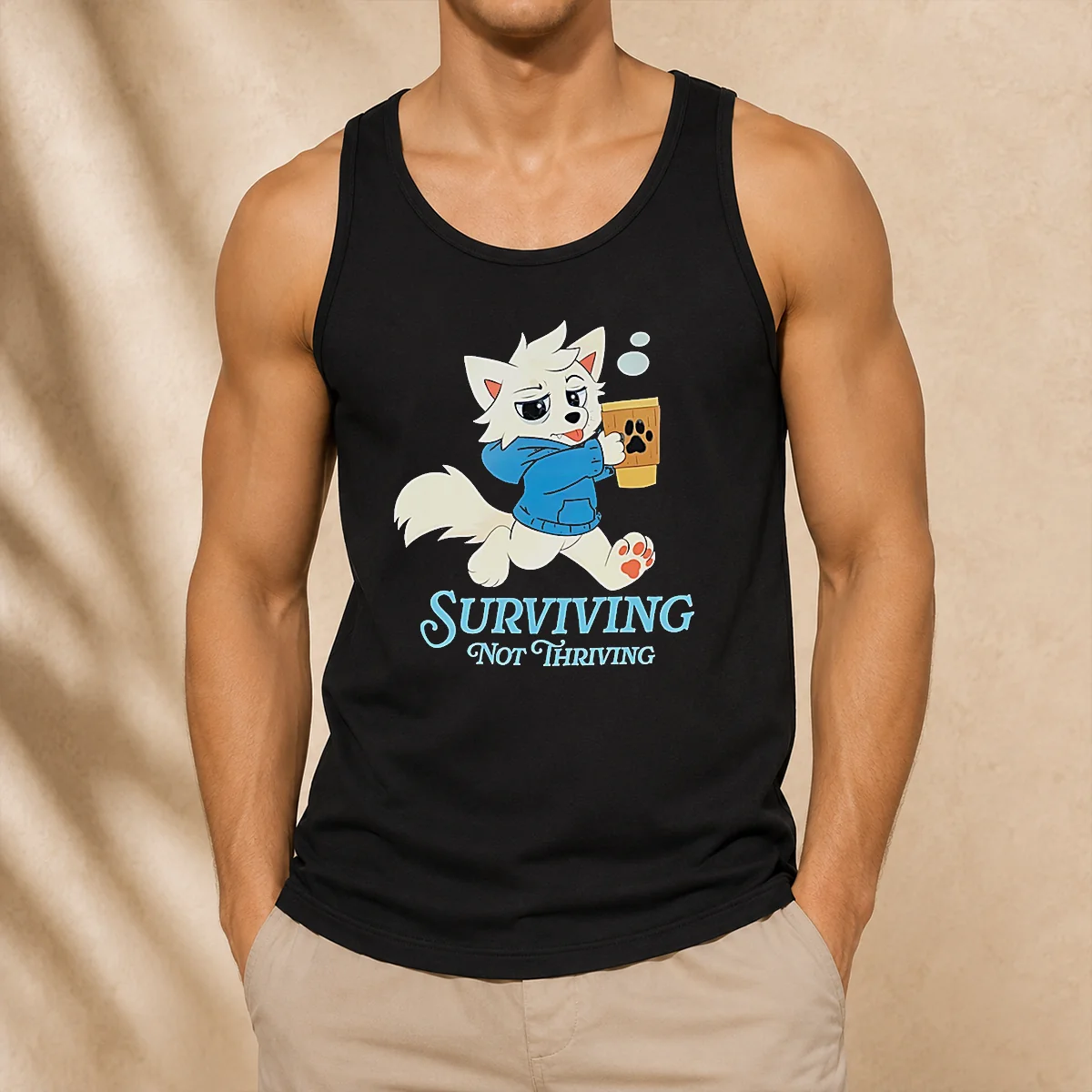 Original Surviving Not Thriving Furry Tank Top