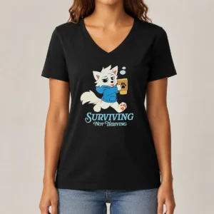 Original Surviving Not Thriving Furry V-Neck Shirt