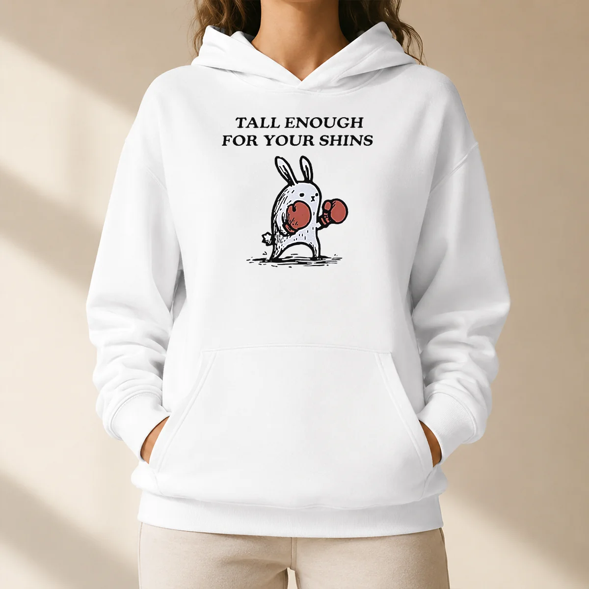 Original Tall Enough For Your Shins Boxing Rabbit Hoodie