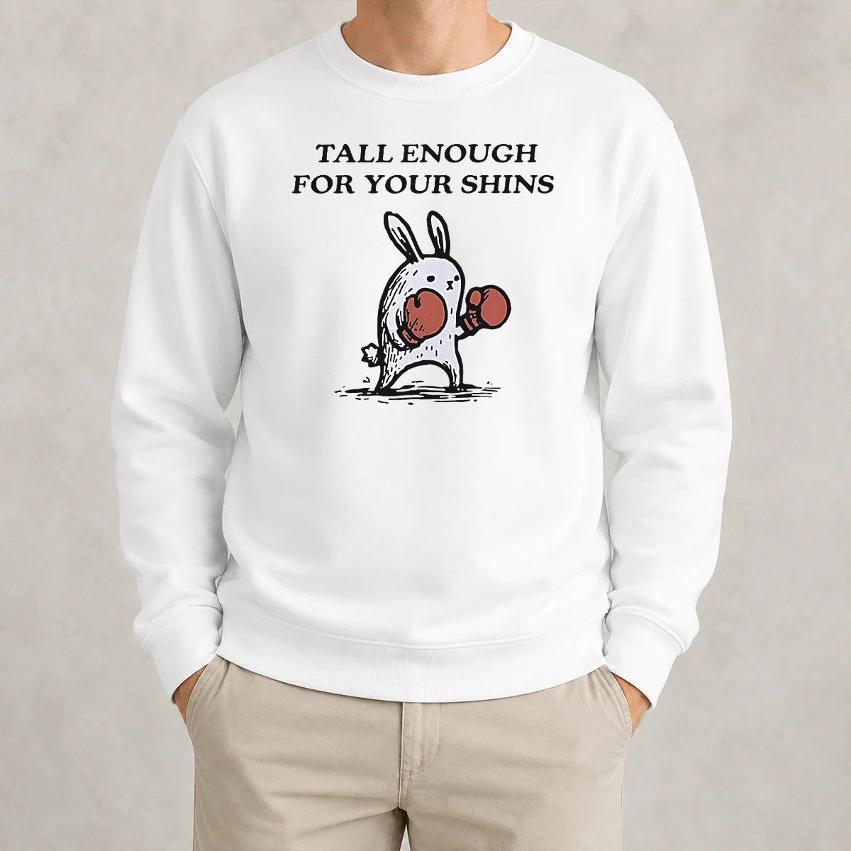 Original Tall Enough For Your Shins Boxing Rabbit Sweater