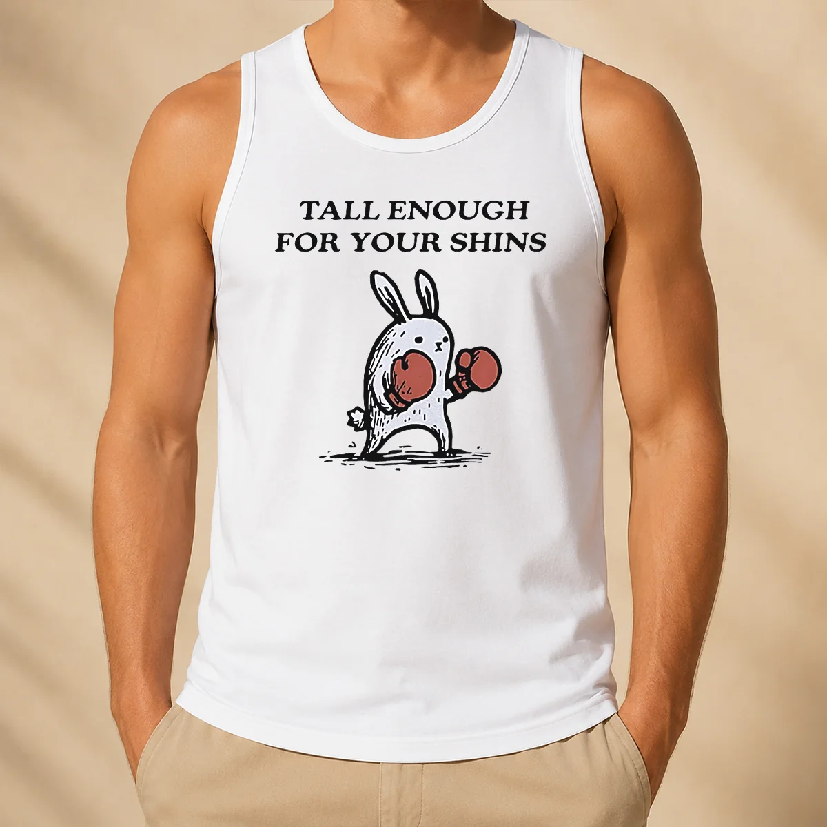 Original Tall Enough For Your Shins Boxing Rabbit Tank Top
