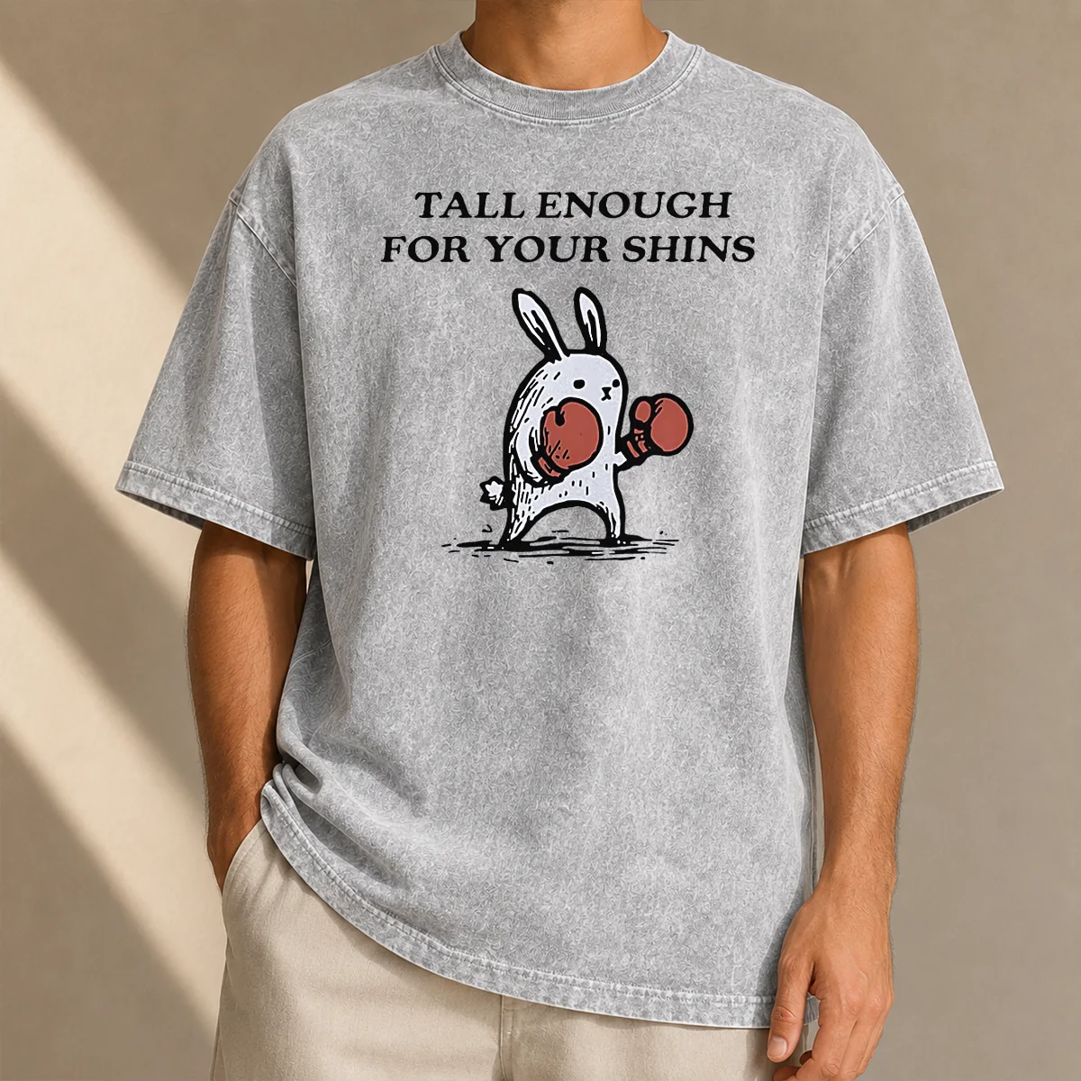 Original Tall Enough For Your Shins Boxing Rabbit Washed T-Shirt