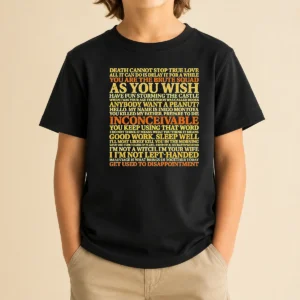 Original Top The Princess Bride Movie Quotes Collage Kids T-Shirt