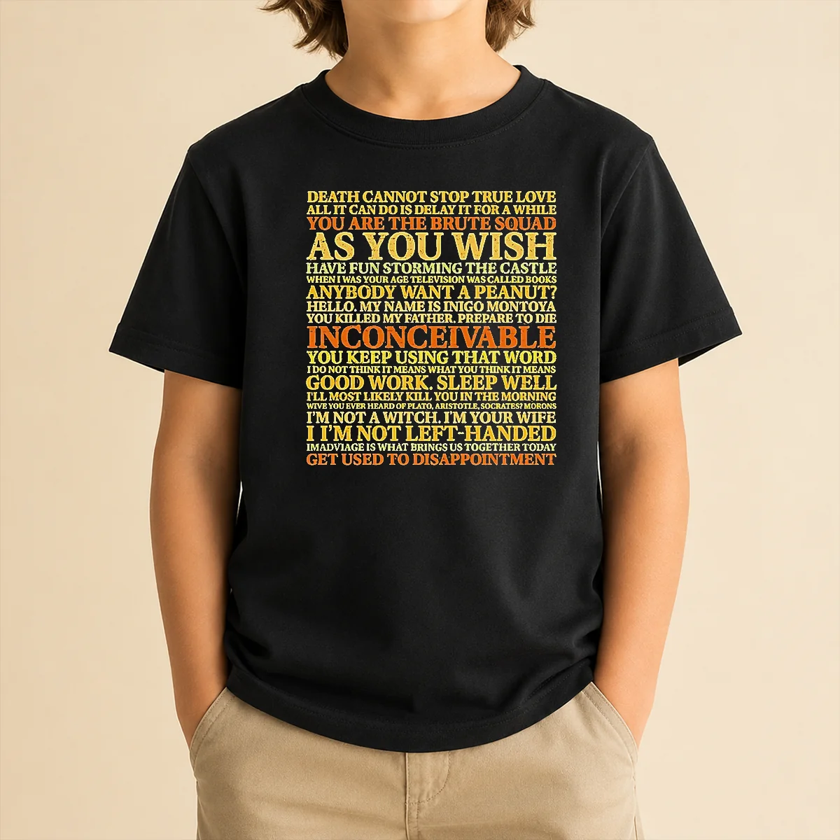 Original Top The Princess Bride Movie Quotes Collage Kids T-Shirt