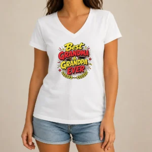Perfect Pretty Grandparents Day Best Grandma Grandpa Ever Pop Art V-Neck Shirt